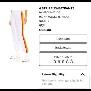 Aviator Aviation joggers WHITE with 4 neon stripes worn once
